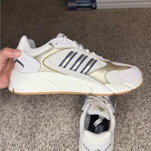 Adidas Men's White and Metallic Sneakers